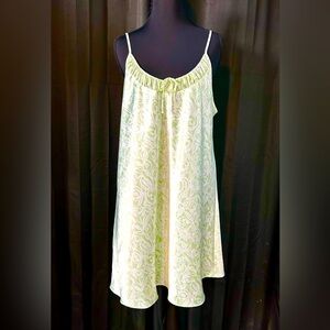 Oscar de la Renta Green, White Floral Slip, Size XL